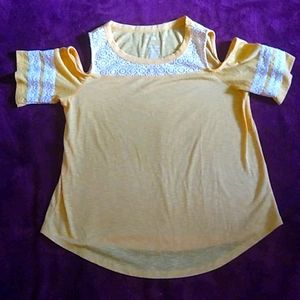 Yellow off-the-shoulder shirt